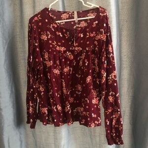 IB Diffusion 3 x burgundy With floral accents, blousey top- new or like new